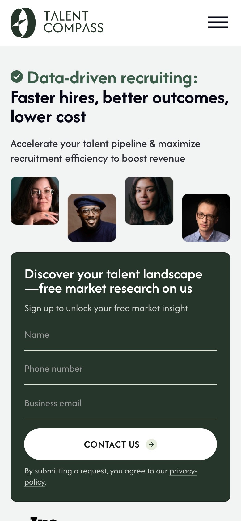 Talent Compass website, phone