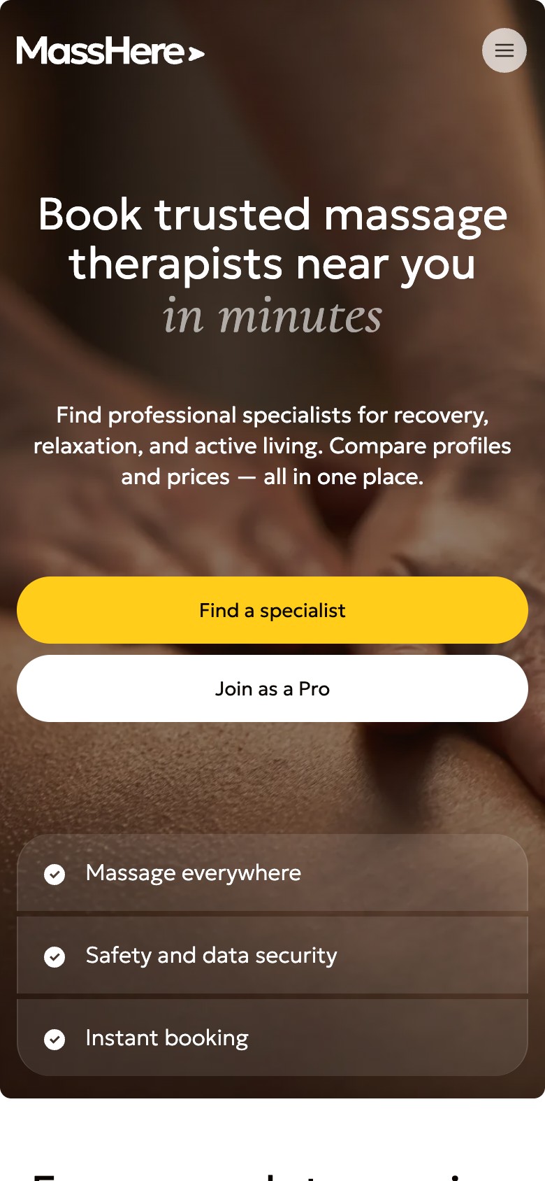 MassHere website, phone