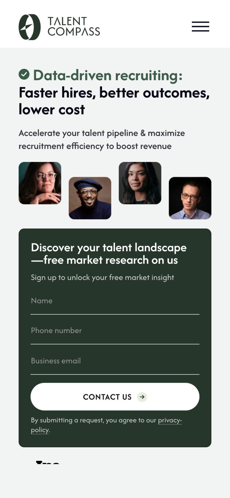 Talent Compass website, phone