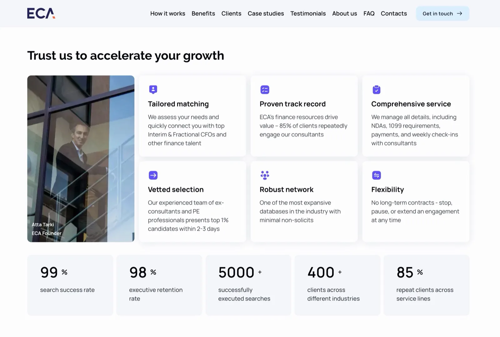 ECA Partners website, second page