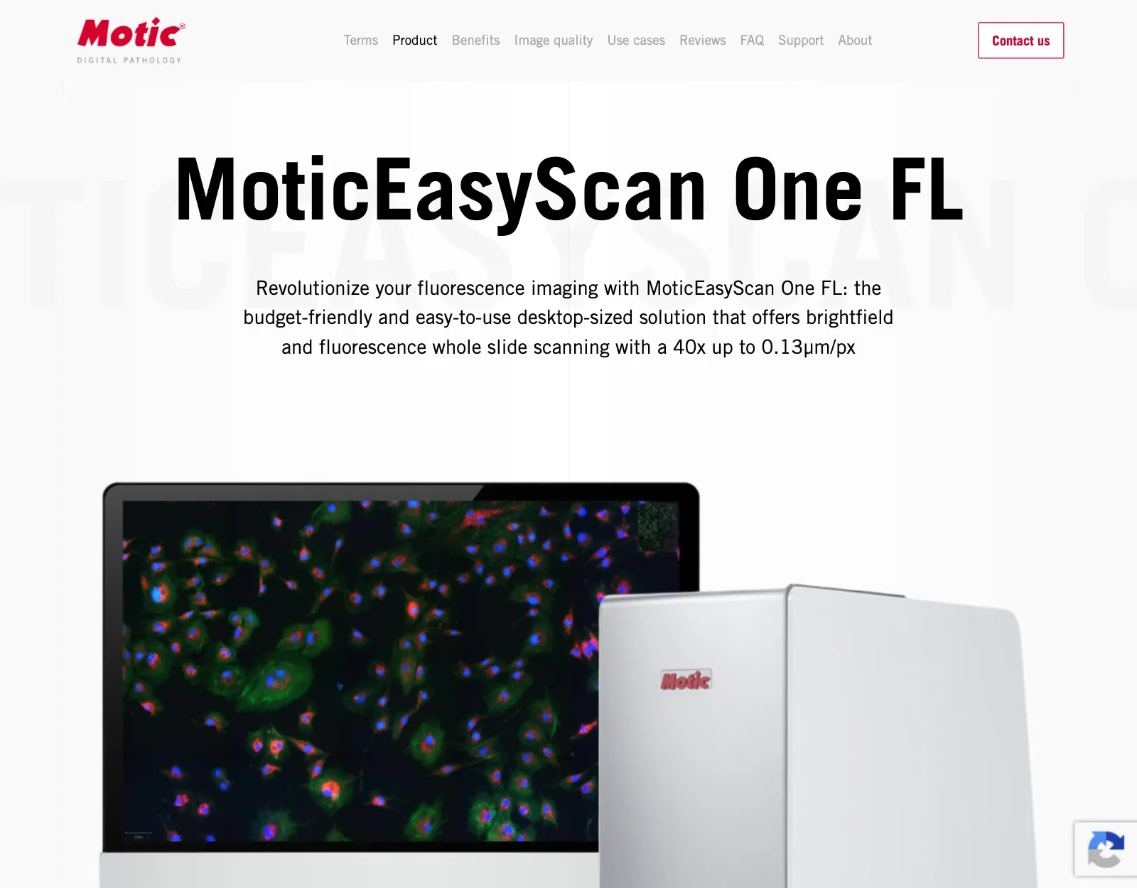 Motic website, second page