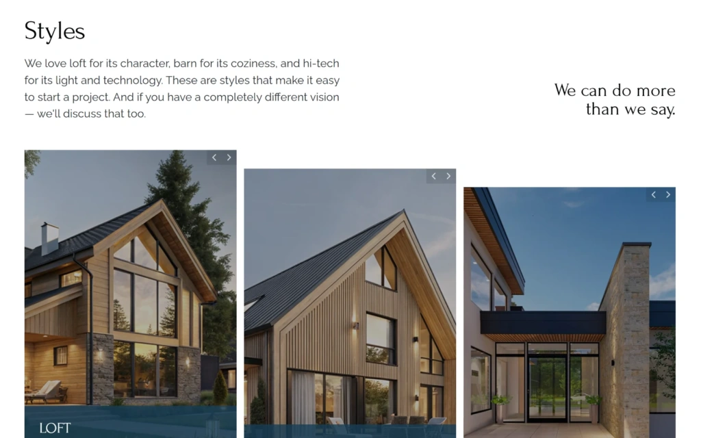Razvitie website: house styles section