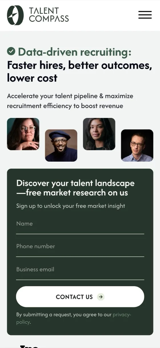 Talent Compass website, phone